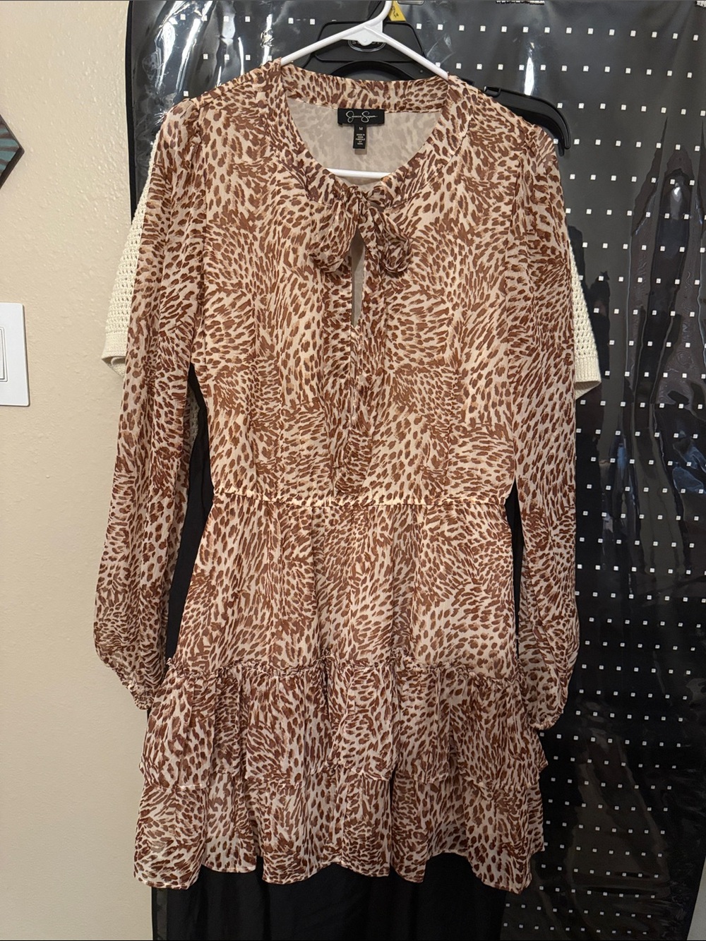 Jessica Simpson Brown Cream Leopard Print Dress